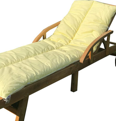 Lancashire Textiles Sun Lounger Topper Cushion with Elasticated Straps and Hollowfibre Filling - Yellow