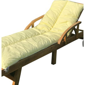 Lancashire Textiles Sun Lounger Topper Cushion with Elasticated Straps and Hollowfibre Filling - Yellow