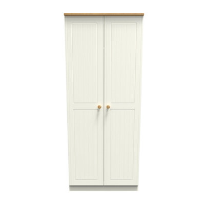 Lancaster 2 Door Wardrobe in Cream & Oak (Ready Assembled) DIY at B&Q