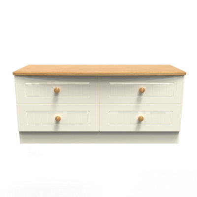 Lancaster 4 Drawer Bed Box in Cream & Oak (Ready Assembled)