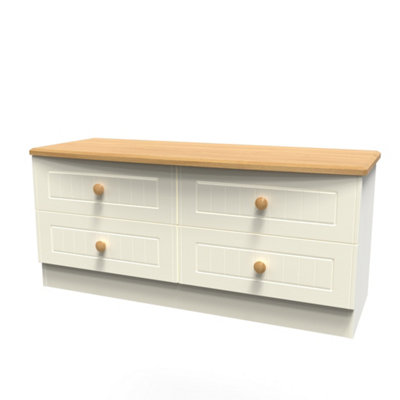 Lancaster 4 Drawer Bed Box in Cream & Oak (Ready Assembled)