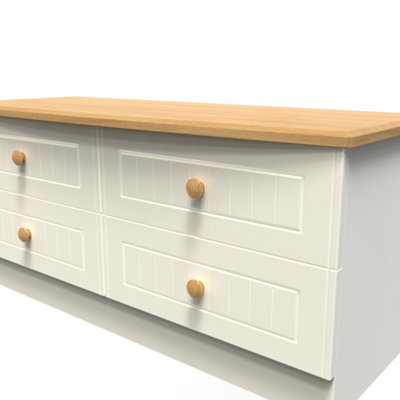 Lancaster 4 Drawer Bed Box in Cream & Oak (Ready Assembled)