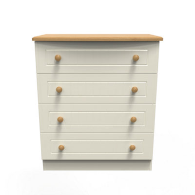 Lancaster 4 Drawer Chest in Cream & Oak (Ready Assembled)