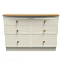 Lancaster 6 Drawer Wide Chest in Cream & Oak (Ready Assembled)