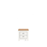 Lancaster Bedside Table Nightstand 2 Drawer Chest Drawers Cabinet Bedroom Side Table Chrome Handle in White With Oak Effect Top