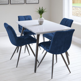 Lancaster Dining Table 130cm and 4 Amber Chairs in Blue
