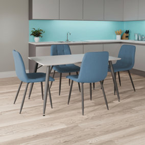 Lancaster Dining Table 130cm and 4 Obron Chairs in Blue