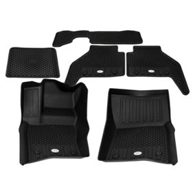 Land Rover Genuine Floor Mats Rubber Set LHD Black For Defender 7 Seater 2020-On