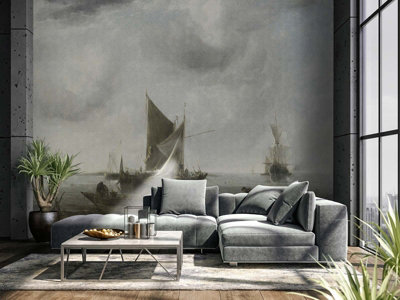 Landescape Nonwoven wallpaper in taupe - 3,5 x 2,7 m