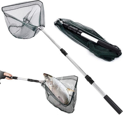 extendable fly fishing nets KastKing Folding Landing Net With Boat Hook, Foldable, Extendable, Lightweight & Strong, Multi-Functional Built-in Boat Hook, Non-Slip & Bright Orange the net folds compactly for convenient storage and transport 46T Carbon Fiber Telescoping Fishing