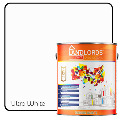 Landlords Paint - Eggshell Paint - Durable, Low Sheen Interior Finish - Ultra White - 10L