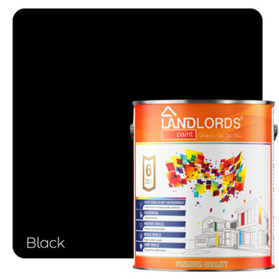 Landlords Paint - One Coat Paint - Quick Coverage Interior Walls & Ceilings - Black - 1L