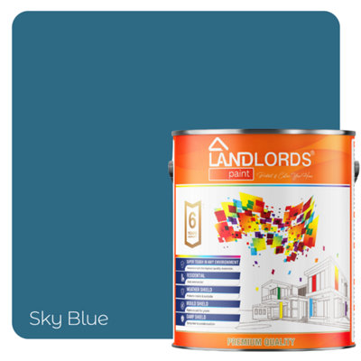 Landlords Paint - One Coat Paint - Quick Coverage Interior Walls & Ceilings - Sky Blue - 5L