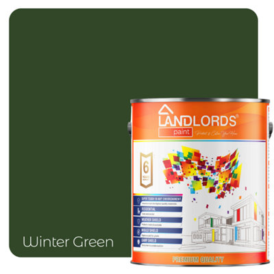 Landlords Paint - One Coat Paint - Quick Coverage Interior Walls & Ceilings - Winter Green - 10L