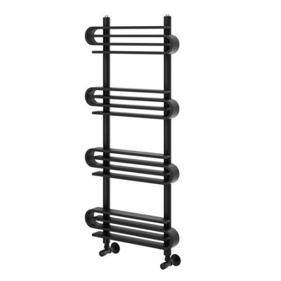 Landon Black Heated Towel Rail 1100x500mm DIY at B&Q