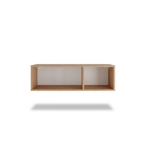 Landro Floating Wall Shelf 100cm - Sleek Oak Hickory & White Design - W1000mm x H300mm x D300mm