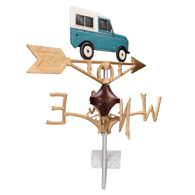 LANDROVER DEFENDER WEATHER VANE VAIN WALL MOUNT GOLD HOUSE ROOF CAST IRON