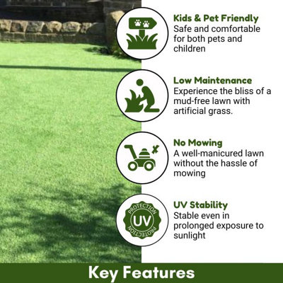 Landscape 45mm Artificial Grass, 8 Years Warranty, Pet-Friendly Fake Grass, Premium Artificial Grass-11m(36'1") X 4m(13'1")-44m²