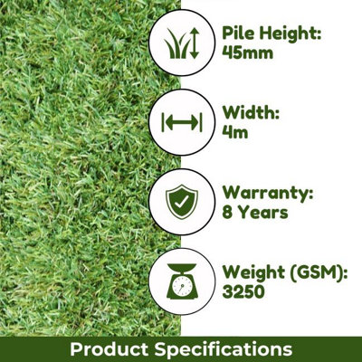 Landscape 45mm Outdoor Artificial Grass, Pet-Friendly Fake Grass, Premium Outdoor Artificial Grasss-12m(39'4") X 4m(13'1")-48m²