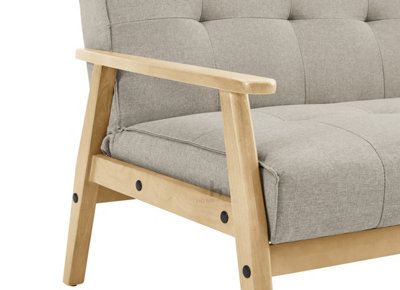 Langford Sofa Bed Fabric 3 Seater Button Detail Wooden Frame
