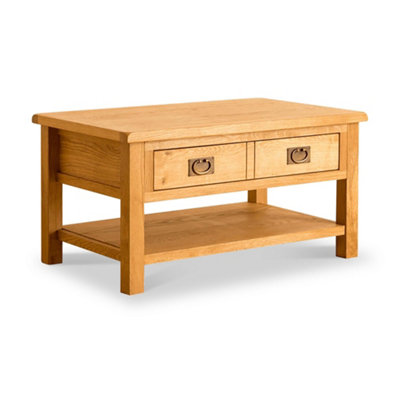 Lanner Oak 95cm Large Rectangular Coffee Table with Drawer - By Roseland Furniture