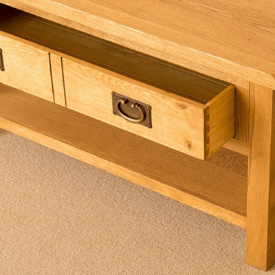 Lanner Oak 95cm Large Rectangular Coffee Table with Drawer - By Roseland Furniture