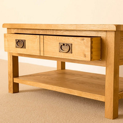 Lanner Oak 95cm Large Rectangular Coffee Table with Drawer - By Roseland Furniture