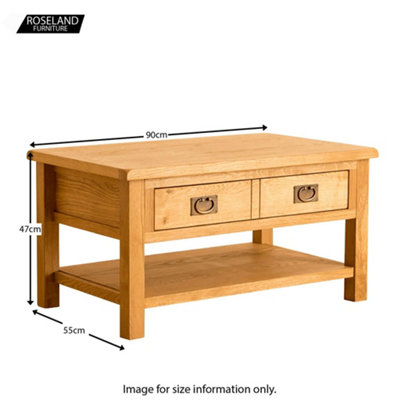 Lanner Oak 95cm Large Rectangular Coffee Table with Drawer - By Roseland Furniture