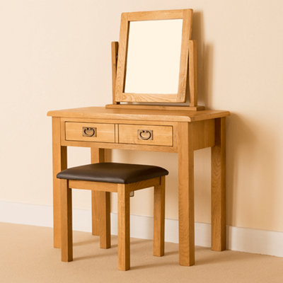 Lanner Oak Dressing Table Set with Swivel Vanity Mirror & Stool - By ...