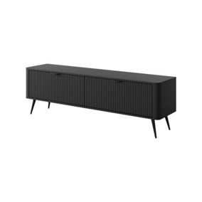 Lante Modern Black TV Cabinet 1630mm H510mm D380mm with Two Pull-Down Doors and Two Closed Compartments