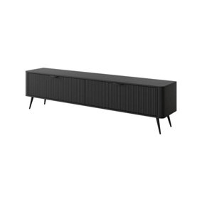Lante Modern Black TV Cabinet 2000mm H510mm D380mm with Two Pull-Down Doors and Two Closed Compartments