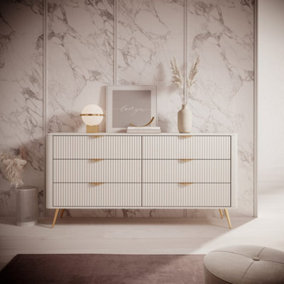 Lante Stylish Beige Chest of Drawers 1630mm H810mm D380mm with Six ...