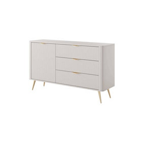 Lante Stylish Beige Sideboard Cabinet 1380mm H810mm D380mm with One Door, One Shelf, and Three Drawers