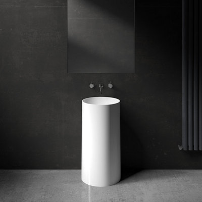 Lanyon Stone Freestanding Column Basin 850 - Gloss White