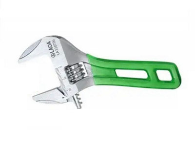 LAOA 320706, stubby wide opening jaws adjustable wrench 115mm long soft grip