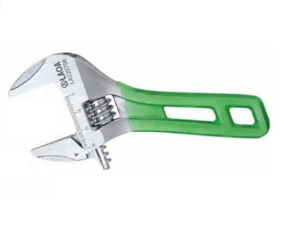 LAOA 320708, stubby wide opening jaws adjustable wrench 143mm long soft grip