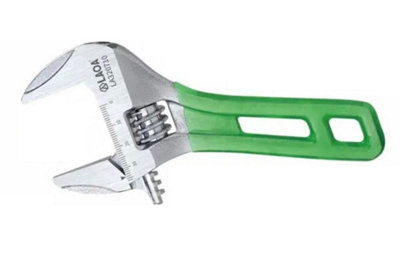 LAOA 320710, stubby wide opening jaws adjustable wrench 158mm long soft grip