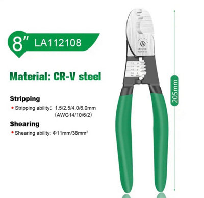 LAOA LA112108 heavy duty cable cutter and stripper wire cutter sizes 205mm