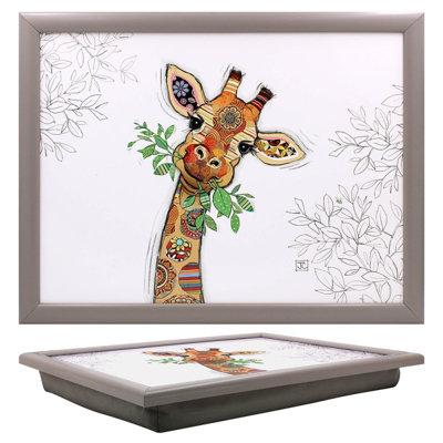 Lap Tray with Bean Bag Gina Giraffe Bug Art Cushioned Laptop Breakfast Tray