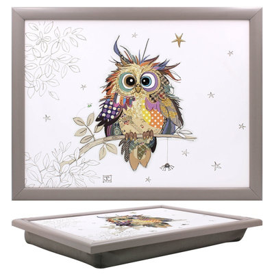 Lap Tray with Bean Bag Otto Owl Bug Art Cushioned Laptop Breakfast Bed Tray