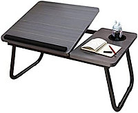 Laptop Bed Table Computer Notebook Desk Stand with Foldable Legs & Cup Slot Tray - Black