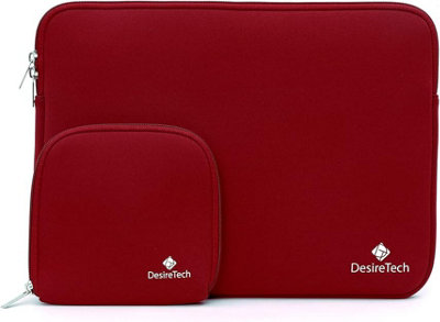 Laptop Sleeve Case with Small Accessory Bag  Compatible with Apple MacBook Pro, Air, Microsoft Surface Soft Plush Inner   Burgundy