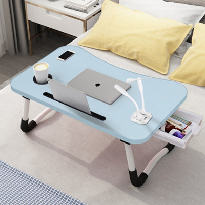 Laptop Table With USB Port, Fan, LED Light, Drawer, Foldable Blue ...