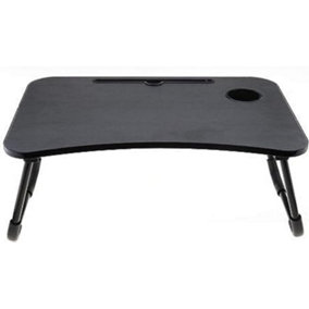 Laptop Tray Table with Cup Holder - Black