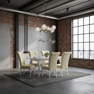LARA Extendable Dining Table Set with 6 ST63 Dining Chairs MDF HDF ...