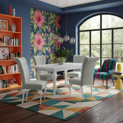 LARA Extendable Dining Table Set with 6 ST63 Dining Chairs MDF HDF ...