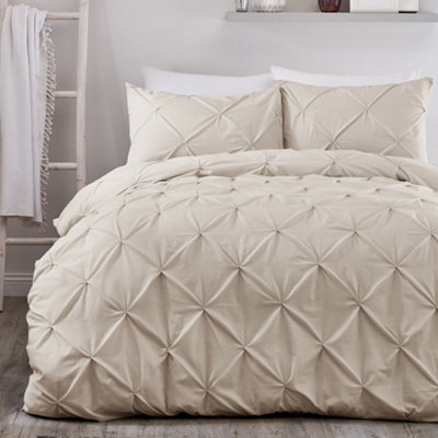 Lara Luxury Ruched Natural Duvet Cover Set