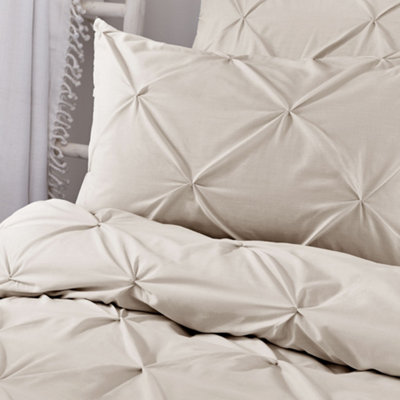 Lara Luxury Ruched Natural Duvet Cover Set