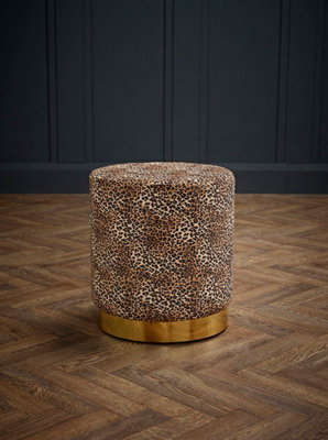 Lara Pouffe Leopard Print (Pack of 1) | DIY at B&Q