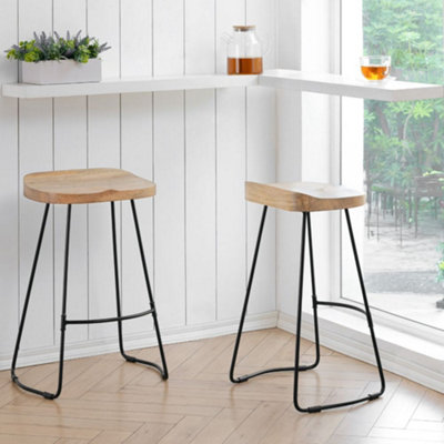 Lara Set of Two Saddle Seat Kitchen Breakfast Counter Bar Stools